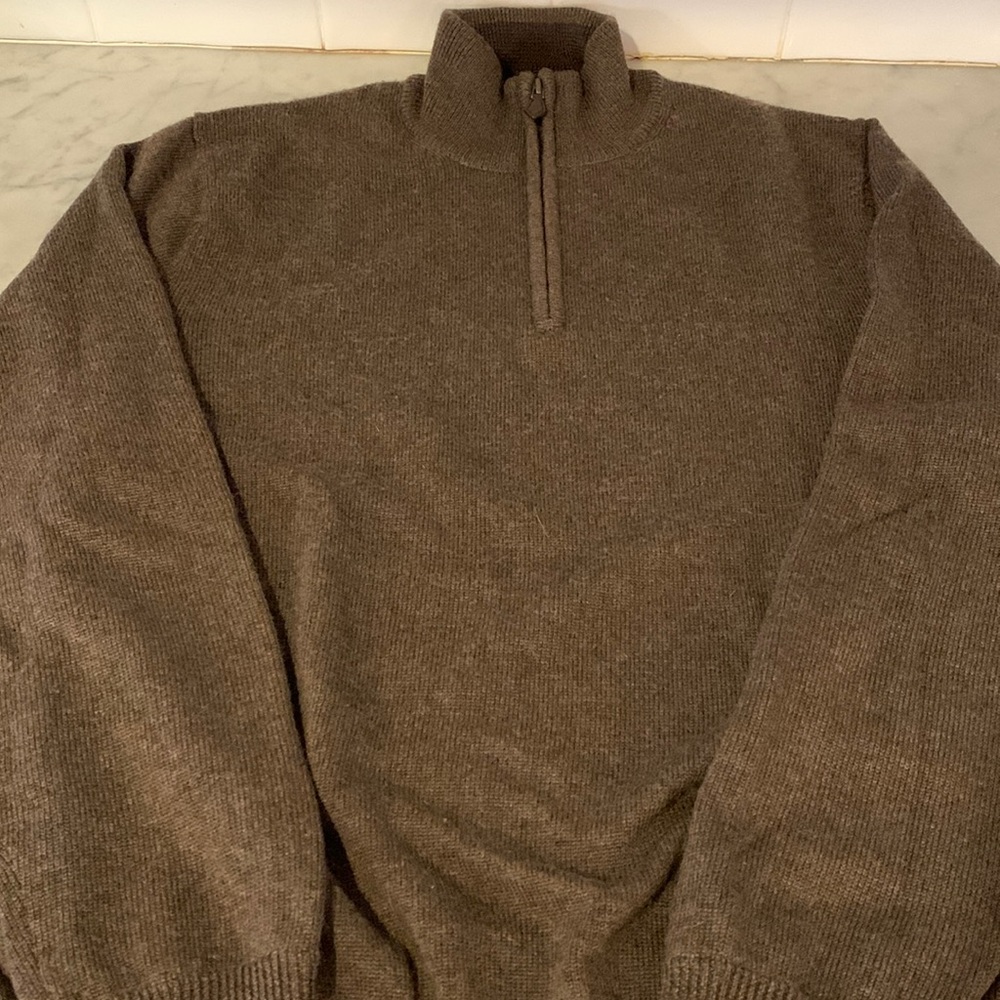 Brooks Brothers Mens Brown Merino Wool Quarter Zip - Size M